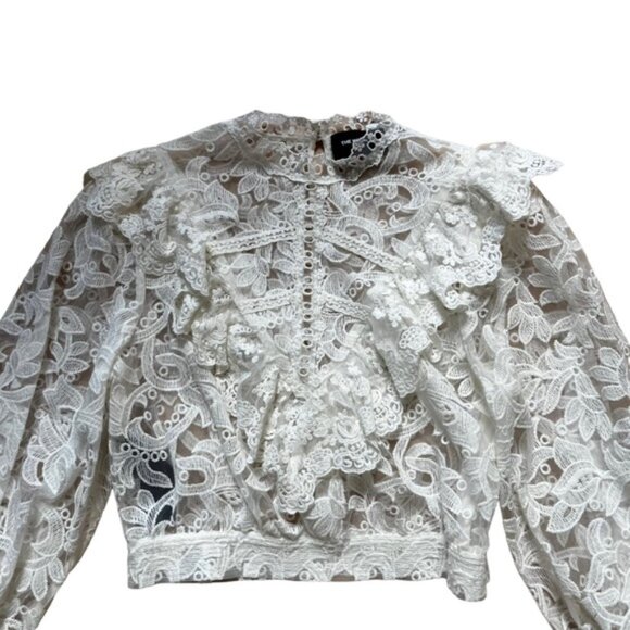 The Kooples Floral Lace White Top Size M - Picture 2 of 8